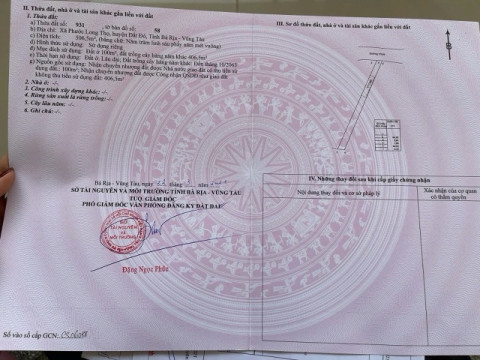 Đất nền xã Đất Đỏ - Diện tích 1100m2 ngang 10m mặt tiền đường Nguyễn Huệ sẵn 200m2 thổ cư